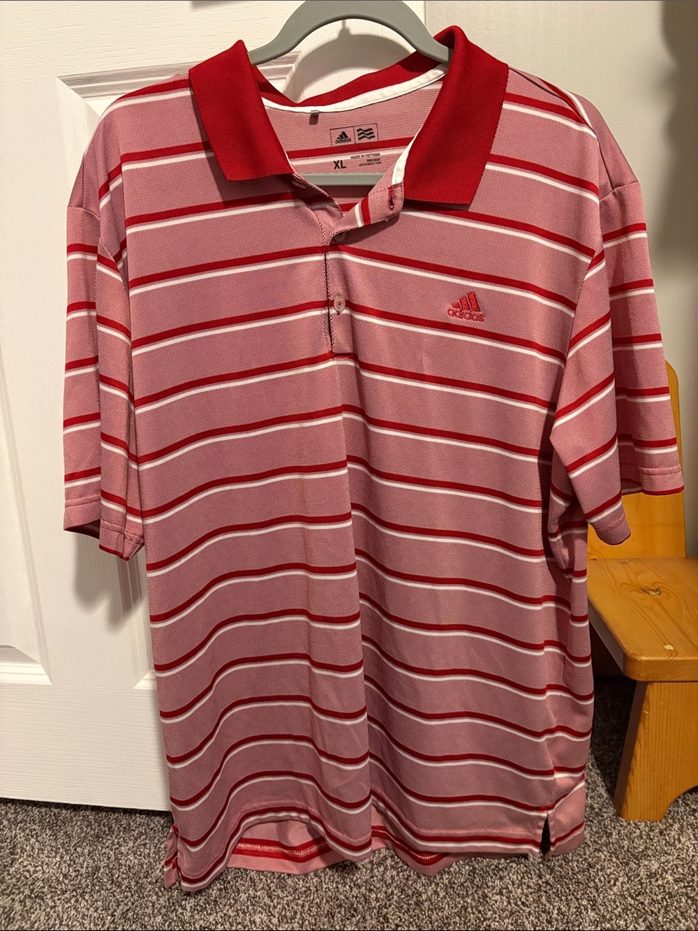 adidas Men’s Red Striped Polo